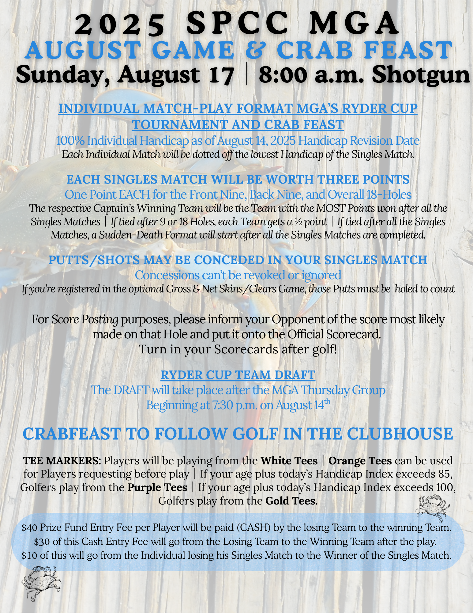 MGA  Ryder Cup and crabfeast flyer